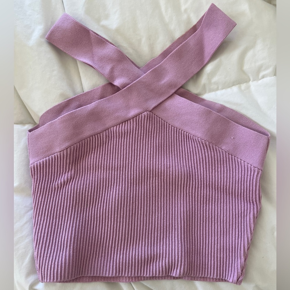 Babaton by Aritzia Cross Neck Crop Top in Sculpting Fabric. Worn Once. Size S